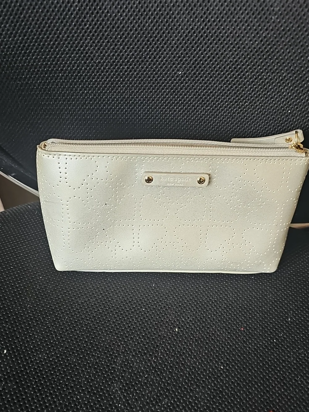 kate spade Cream Perforated Wristlet Pouch
